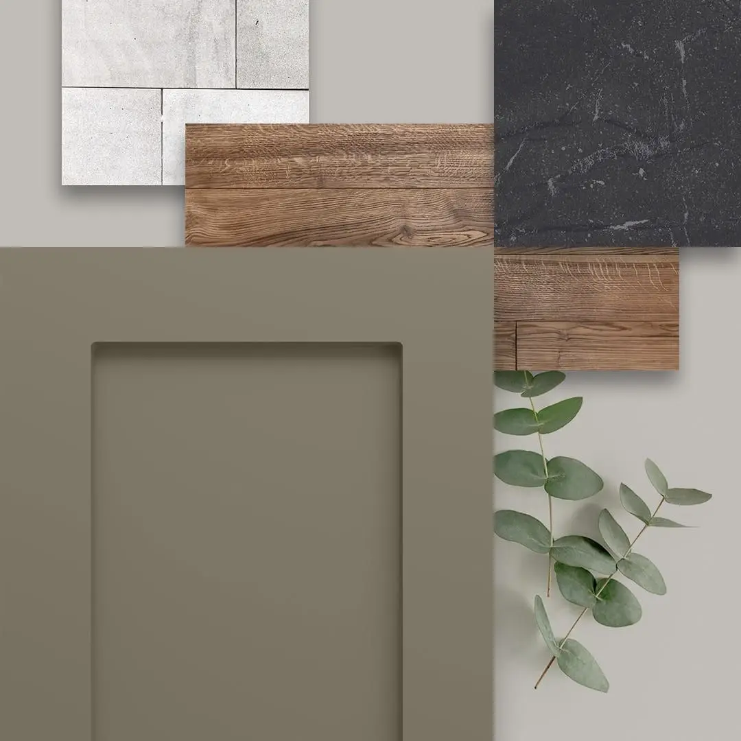 A vision board of door and stone samples