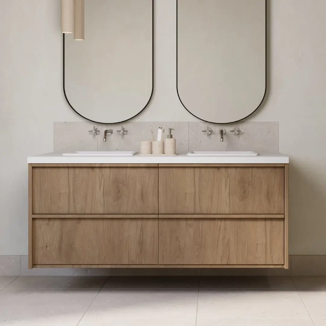 Japandi vanity by Cabico & Co.